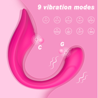 Vibrateur portable en forme de C rose, télécommande, double moteur, silicone, vibrateur pour couples, vibrateur pour culotte, flexible, mains libres
