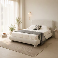 Cadre de lit rembourré en bouclette blanche de luxe moderne, tailles Queen et King, mobilier de chambre à coucher, vente en gros d'usine, commande en gros personnalisée