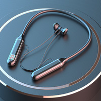 Earphone tali leher nirkabel TWS BT5.2 Headset nirkabel True Wireless, Headset Stereo Handfree mendukung kartu TF