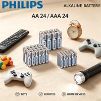 Kit de Baterías Alcalinas PHILIPS AA AAA 1.5V, 24 Unidades LR6 AA + 24 Unidades LR03 AAA, Baterías Secas Desechables para Juguetes y Electrónica del Hogar