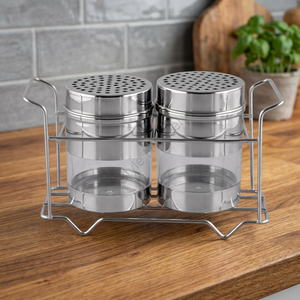 Stainless Steel Salt & Paper 3 Pcs <b>Set</b> <b>Spice</b> Container <b>Set</b> With Shakers Stylish CLASSIC Design at Wholesale Price - Product Image 3