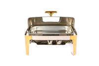 Buphex 723CGH-1 Deluxe Rechteck Chafer Edelstahl Roll Top Gold Chafing Dish für Catering Küche Hotel Restaurant Buffet