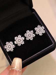 ชุดเครื่องประดับดอกไม้หิมะเพชรแท้ทองคำขาว 18K รุ่น Xinfly Trendy พร้อมสร้อยคอ จี้ ต่างหูแบบติดหู  สั่งทำได้ - Product Image 6