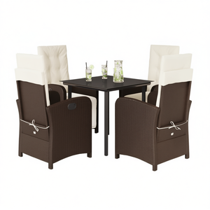 Set da Pranzo per Esterno 4 Posti in Rattan Marrone, Arredamento da Giardino Stile Contemporaneo Resistente alle Intemperie - Product Image 1
