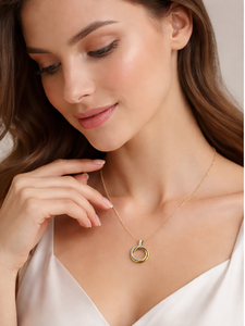 Christian Design SHG Brand Geometric Minimalist Pendant 14K Solid Gold Rhodium Plated Brilliant Cut Solitaire Diamond Claw - Product Image 4