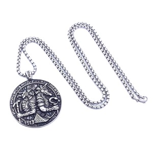 Collier pour homme en acier inoxydable avec pendentif rond Anubis God, design Liberty 1913, style rétro - Product Image 5