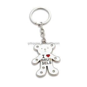 Venta al por mayor 3D lindo pequeño oso de peluche llavero logotipo personalizado Color Rosa Escocia recuerdo aleación llavero estilo de dibujos animados - Product Image 4