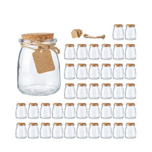 برطمانات زجاجية صغيرة فارغة سعة 200 مل (7 أونصة) مع أغطية من الفلين، مستدامة لهدايا حفلات الزفاف والحرف اليدوية والحليب والجيلي والبودنغ - Product Image 1