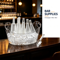 Seau à glace transparent en plastique de 6,5 L avec double poignée, idéal pour refroidir bière, vin et champagne lors de fêtes et bars (vente en gros)