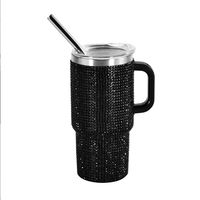 Gobelet isotherme personnalisé en acier inoxydable à double paroi de 5 oz, orné de strass, pour cosmétiques, motif diamant, mignon et mini