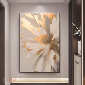 100% vẽ tay trừu tượng hoa vàng sơn dầu trên vải trang trí hoa cổ điển sơn tường - Product Image 5