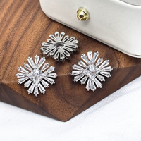 JFZB143 Grosir Hiasan Bunga Kristal Rhinestone Kancing Bentuk Bunga Salju Kancing Zirkon Kancing Kristal Shank