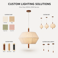 Lustre moderne simple en bois massif avec corde tressée pour mariage, salon, bureau, restaurant, îlot de cuisine, maison de vacances