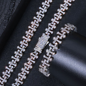 European American Hip-hop Style <b>Copper</b> Alloy Inlaid Zircon Claw Setting 11.5MM Cross Bracelet Light Luxury Versatile - Product Image 4