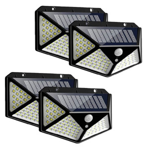 <span class=keywords><strong>Lampe</strong></span> de jardin extérieure à énergie <span class=keywords><strong>solaire</strong></span>, <span class=keywords><strong>lampe</strong></span> murale à détection humaine, 100 LED, éclairage mural rechargeable à quatre côtés pour la maison - Product Image 1