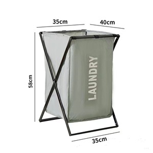 Grande Cesto Portabiancheria a 3 Scomparti, Autoportante, con Telaio Pieghevole in Alluminio e Rete, <span class=keywords><strong>per</strong></span> Camera da Letto - Product Image 3