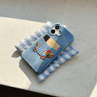 Étui de téléphone Tschick Cowboy brodé avec motif de chien saucisse, adapté à l'iPhone 16 Promax, Apple 15, avec emplacement pour carte, nouveau modèle 14, 13 pour femmes