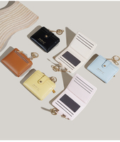 Dompet Tipis Fungsional Baru Baellerry untuk Wanita dan Remaja Putri dengan Gantungan Kunci, Dompet Lipat Dua dengan Resleting untuk Uang Koin dan Tempat Kartu, Kulit PU Elegan