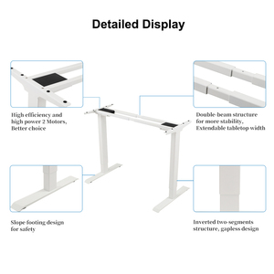 Scrivania Elettrica Regolabile in Altezza con Doppio Motore, Arredo Ufficio Moderno, <span class=keywords><strong>Tavolo</strong></span> Esecutivo Sit-Stand per <span class=keywords><strong>Studio</strong></span> - Product Image 3