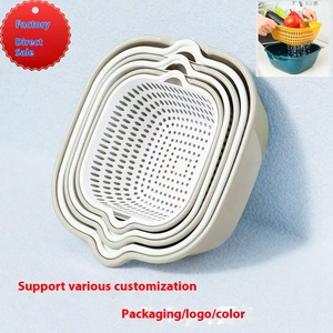 <span class=keywords><strong>Amoy</strong></span> Ensemble de six pièces pour la cuisine domestique Panier à fruits et légumes à double épaisseur pour le lavage et le drainage Salon - Product Image 3