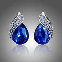 Boucles d'oreilles à Clip en forme de goutte d'eau pour femmes, bijou à breloque, sans Piercing, strass, cristal, mode, vente en gros, 1 pièce