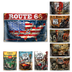 Bandiera Retrò <span class=keywords><strong>della</strong></span> Route 66, Stile Vintage, Poster Decorativo da Parete per Garage, Pub, Club, Bar - Product Image 2
