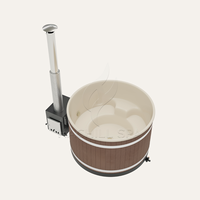 Hachillspa 7 personnes Bain à remous au bois Doublure en acrylique en bois massif Chauffage extérieur alimenté par prise modèle HT10 pour la thérapie par la chaleur en plein air