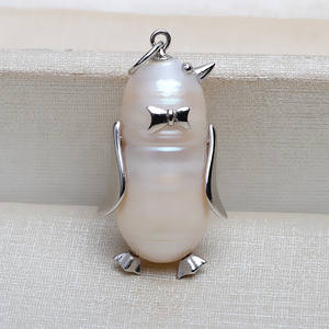 จี้เพนกวินเงินแท้ 925 งานแฮนด์เมด Wenchi พร้อมสร้อยไข่มุกทรงพิเศษ สำหรับทำเครื่องประดับไข่มุกผู้หญิง DIY - Product Image 3