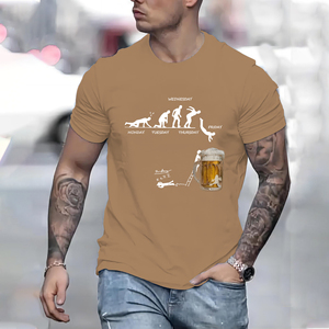 Camiseta informal de manga corta con cuello redondo para hombre, tela de punto de 180 gramos, taza de cerveza de miércoles, letra Gráfica Impresa para fiestas de barbacoas - Product Image 4