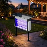 Matamosquitos Eléctrico de Aluminio para Interiores con Energía Solar, Clasificación IPX4, Luz LED Azul para Control de Mosquitos y Moscas