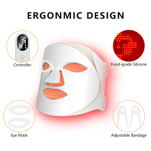 <span class=keywords><strong>Masque</strong></span> facial <span class=keywords><strong>LED</strong></span> infrarouge proche et lumière rouge 850 nm en silicone, portable, pour la thérapie à domicile - Product Image 3