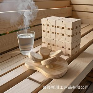 Almohada Giratoria Creativa de Madera para Sauna, Soporte Cervical de Madera Maciza, Reposacabezas Ergonómico de Masaje, Forma Irregular, Madera Natural - Product Image 3
