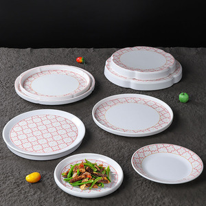 Assiettes rondes en mélamine avec motif floral, vaisselle de restaurant durable pour les repas d'hôtel, usage commercial - Product Image 2