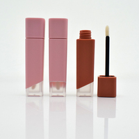 Tube de gloss à lèvres mat, contenant cosmétique en plastique pour rouge à lèvres, 5 ml, bouchon à vis, logo personnalisé, rose, brun, vente en gros