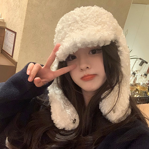 Chapeau Lei Feng en laine d'agneau de style japonais pour femmes, bonnet de ski chaud et coupe-vent avec protège-oreilles, chapeau de cyclisme d'extérieur pour l'automne et l'hiver - Product Image 1