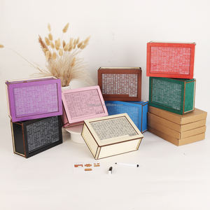 Pafu กล่องใส่เงินสีสันย้อนยุคพร้อมเป้าหมายและปากกากล่องใช้ซ้ำได้กระปุกออมสินไม้พร้อมกล่องตรวจสอบตัวเลข - Product Image 1