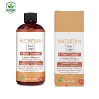 Complément alimentaire multivitaminé liquide oral 450 ml pour la croissance des cheveux, biotine, cheveux plus épais, soin de la peau contre les rides du visage, saveur pêche mangue