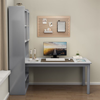 Bureau d'angle en bois massif avec bibliothèque intégrée, bureau d'étude moderne et minimaliste pour chambre à coucher, bureau d'ordinateur à domicile FJX9000