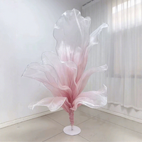Nouvelle conception de décoration florale pour centre de table de mariage, fleurs géantes en soie organza, installation artistique, décoration de table de mariage