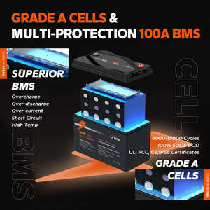 米国現地在庫 <span class=keywords><strong>12V</strong></span> 100Ah LiFePO4バッテリー ディープサイクル スマートBMS エネルギー貯蔵 RV・船舶用 卸売販売業者供給 - Product Image 4