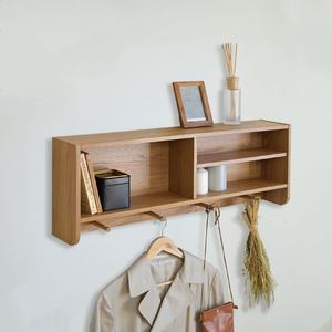 Étagère murale, étagère murale, support mural gratuit avec crochets, rangement mural pour manteaux, crochets à clés, rangement mural, étagère - Product Image 3