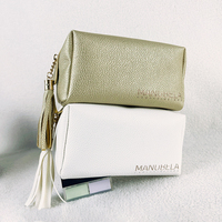 Sac à cosmétiques en cuir Rectangle rose Logo estampage à chaud personnalisé pour femmes