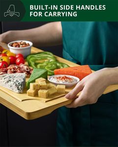 Tabla de cortar de bambú orgánico antideslizante con ranura para jugos, tabla de servir para cocina comercial, preparación diaria de comidas, picnic - Product Image 4