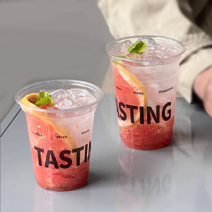 Commercial Grade 98 Caliber PET Coffee <b>Cups</b> Disposable Thickened Cold Drink <b>Cups</b> with Lids for Latte Milk Tea Wholesale - Product Image 2