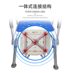 Shower Chair With <b>Adjustable</b> Height Aluminum Alloy Seat For Elderly Toilet Use Large <b>Square</b> Type HJK X701 3 - Product Image 1