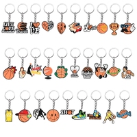 Porte-clés sportif en PVC sur le thème du basketball, style TikTok, clip pour clés de voiture