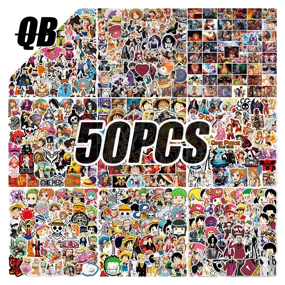 50Pcs One Piece Anime Stickers For Children Skateboard Luggage Laptop Fridge Wall Bottle Decorative Stickers One Piece