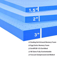 Surmatelas en mousse à mémoire de forme infusée de gel rafraîchissant, confortable et orthopédique, 160*200, 3 pouces, Queen Twin XL Full Size, avec fermeture éclair