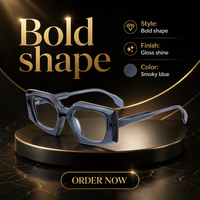 Monture de lunettes unisexe en acétate, monture intégrale, forme carrée irrégulière, lunettes optiques en acétate pour un usage quotidien