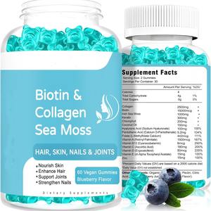 Gomitas de Biotina con Colágeno, Musgo Marino, Clorofila y Queratina para Cabello, Piel, Uñas y Articulaciones, Vitaminas de Belleza - Blanqueamiento de Piel para Adultos - Product Image 1